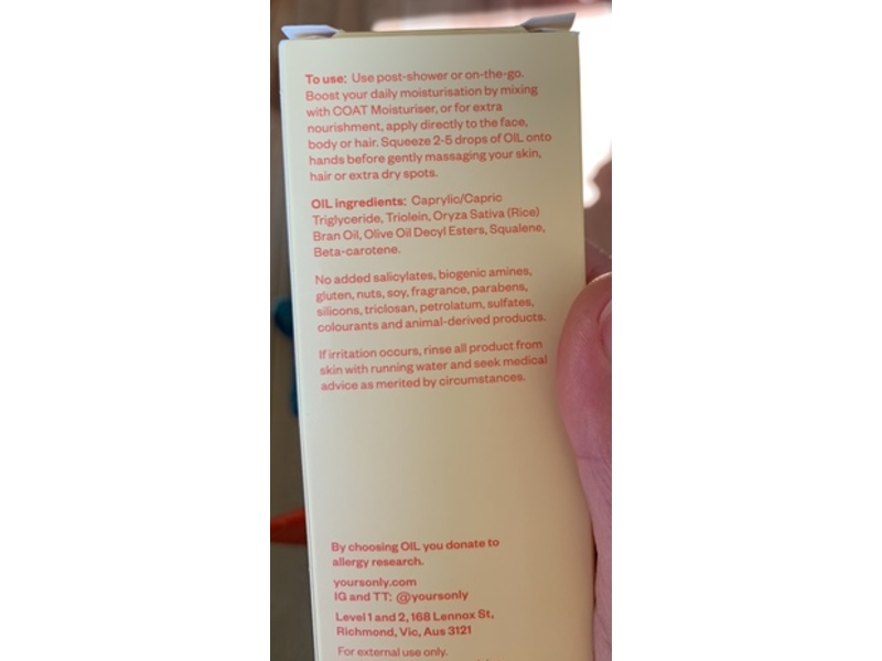 Yours Only Face Hair + Body Oil, 125 mL