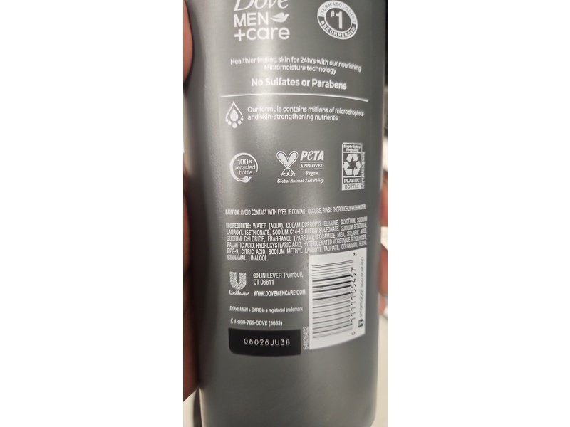 Dove Men+Care Body+Face Wash, Midnight Classico, 18 fl oz/532 mL, Pack Of 4