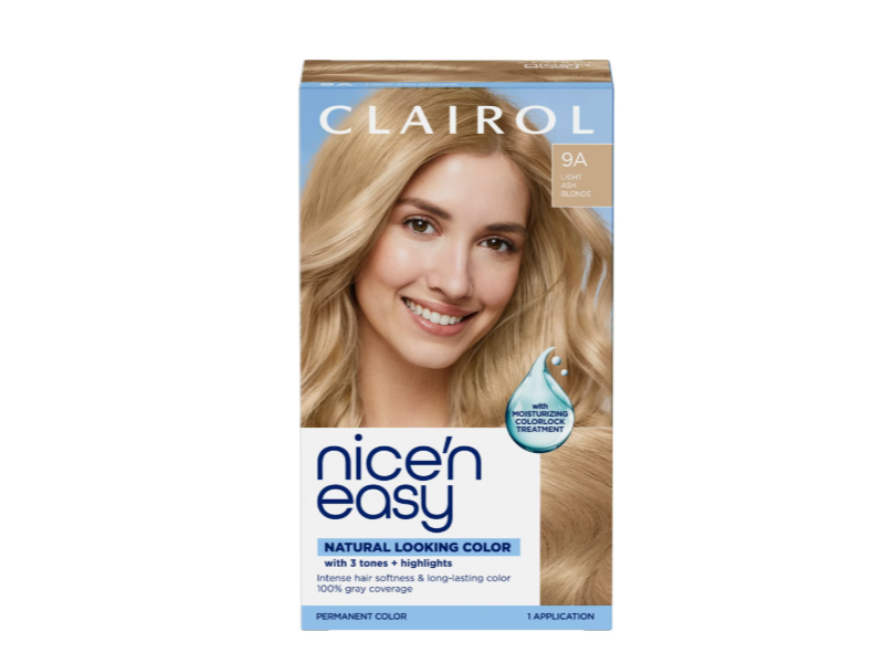 Clairol Nice'n Easy 3 Tones+Highlights Permanent Hair Color, 9A Light Ash Blonde, 1 Application, Pack Of 3