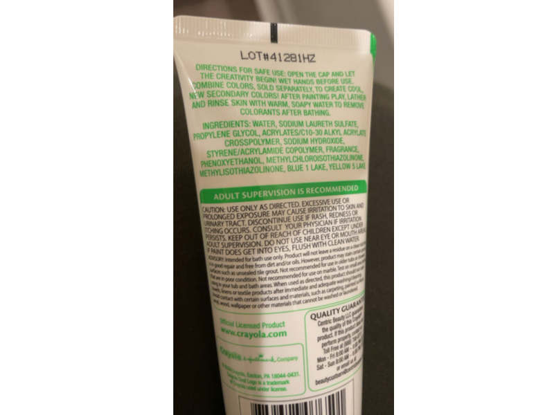 Crayola Bathtub Finger Paint Soap, Screamin' Green, 3 fl oz/88.7 mL