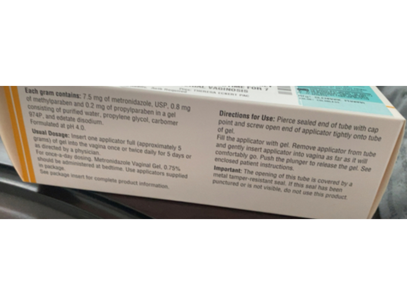 Metronidazole Vaginal Gel, 0.75%, 70 g, Glenmark