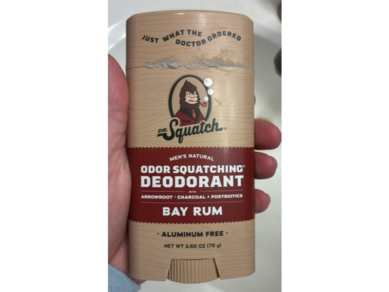 Dr. Squatch Odor Squatching Deodorant, Bay Rum, 2.65 oz/75 g