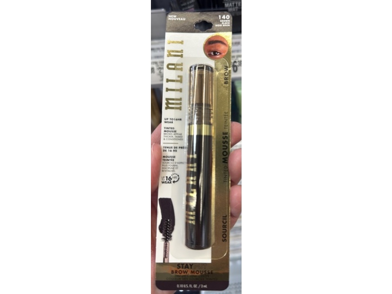 Milani Stayput Brow Tinited Mousse, 140 Brown Black, 0.10 fl oz/3 mL