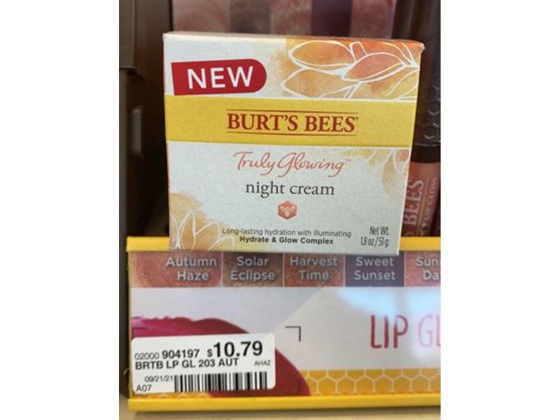 Burts Bees Truly Glowing Night Cream, 1.8 oz/51 g