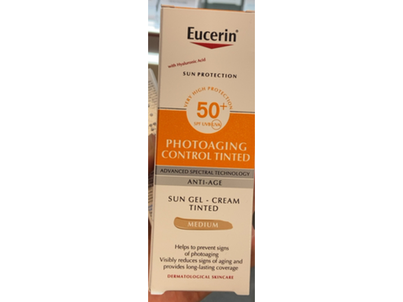 Eucerin Photoaging Control Sun Gel-Cream Tinted, SPF 50+ Medium, 50 mL