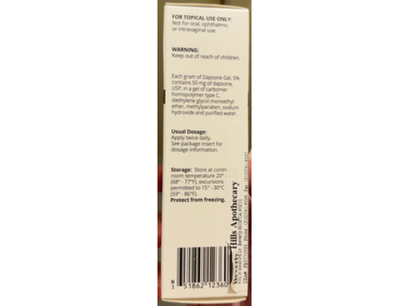 Dapsone Gel, 5%, 60 g, Mayne Pharma (Rx)