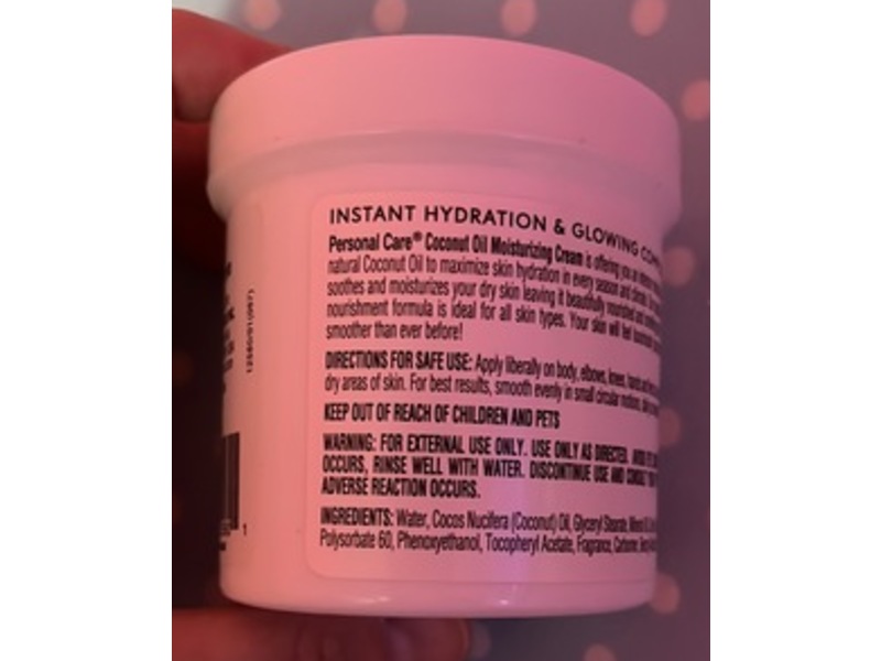 Personal Care Coconut Oil Moisturizing Cream, Vitamin E, 6 oz/170 g