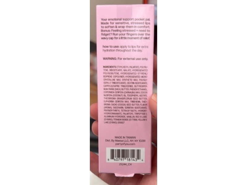 Party Of You Security Blanket Plush Hug Lip Balm, Strawberry Milkshake, 0.35 oz/10 g