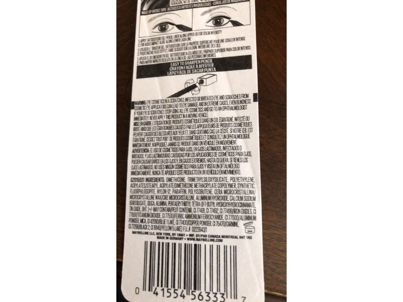 Maybelline New York Tattoostudio Eyeliner Gel Pencil, Waterproof, 900 Deep Onyx, 0.04 oz