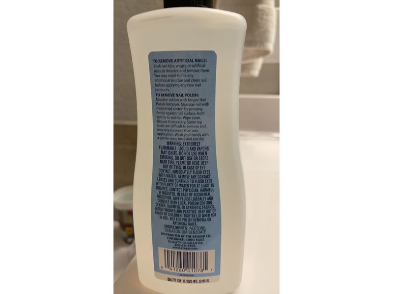 Kroger Maximum Strength 100% Acetone Nail Polish Remover, 16 fl oz / 473 mL