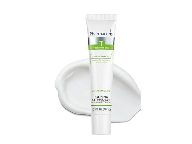 Pharmaceris T Zone Oily Skin Dermo Night Cream, Pure Retinol 0.3, 1.35 fl oz/40 mL