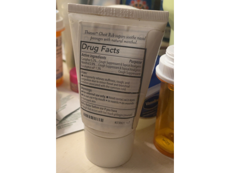 Young Living thieves Essential Oil Infused Chest Oil, 1.76 fl oz/50 g