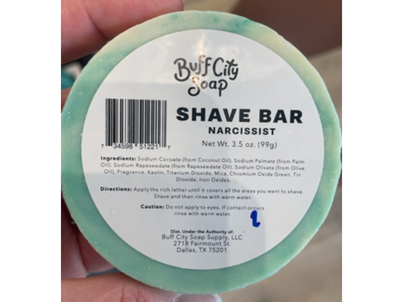 Buff City Soap Narcissist Shave Bar, 3.5 oz/99 g