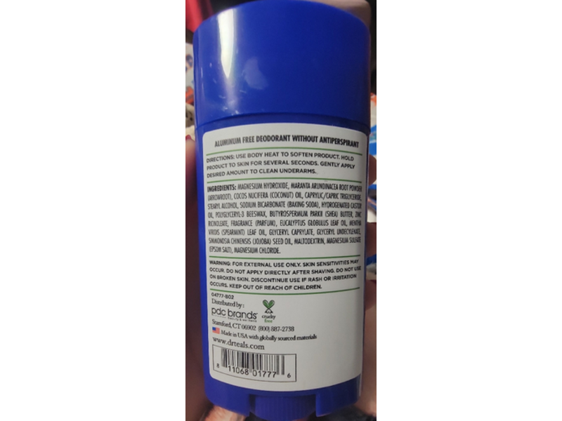 Dr Teals Deodorant, Magnesium + Eucalyptus, 2.65 oz/75 g