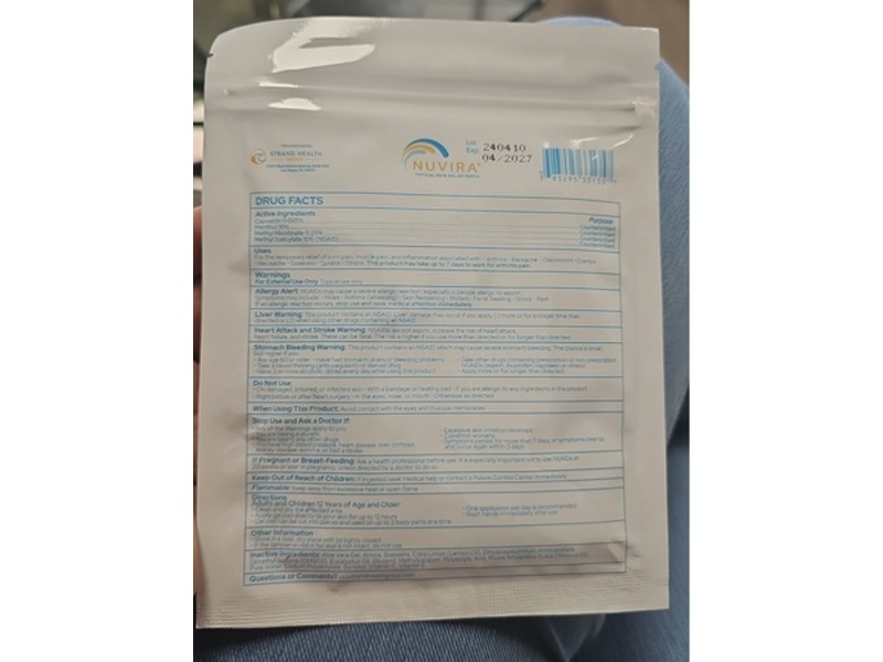 Nuvira Tropical Pain Relief Patches, 5 Count