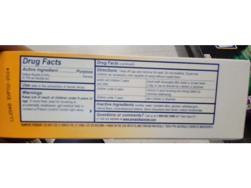 Arm & Hammer Kids! Healthy Teeth Fluoride Anticavity Toothpaste, Fruity Bubble Flavor, 4.2 oz/119 g