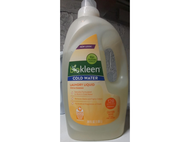 Biokleen Laundry Liquid, Cold Water, Citrus Essence, 128 Loads, 64 fl oz/1.89 L