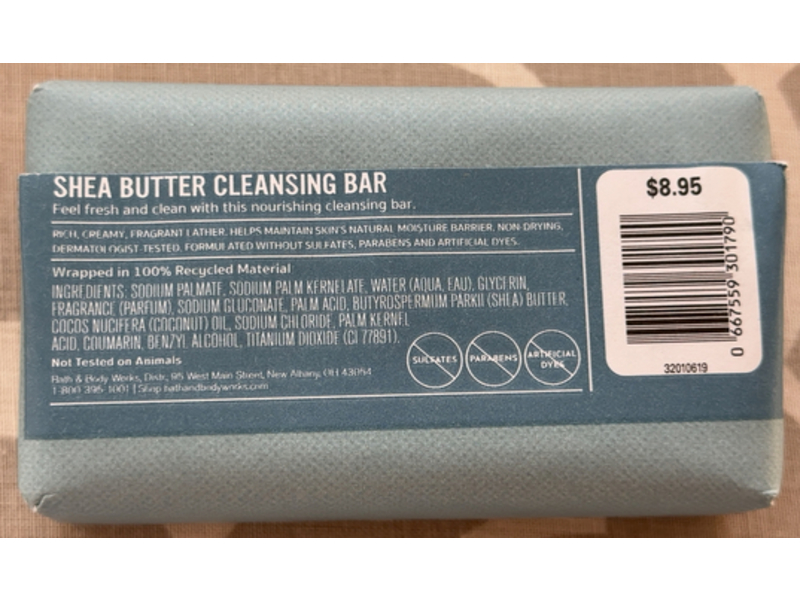 Bath & Body Works Shea Butter Cleansing Bar, Vanilla Coconut, 5 oz/141.75g