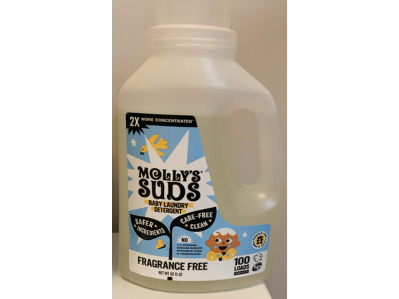 Molly's Suds Baby Liquid Laundry Detergent, Fragrance Free, 100 Loads, 52 fl oz