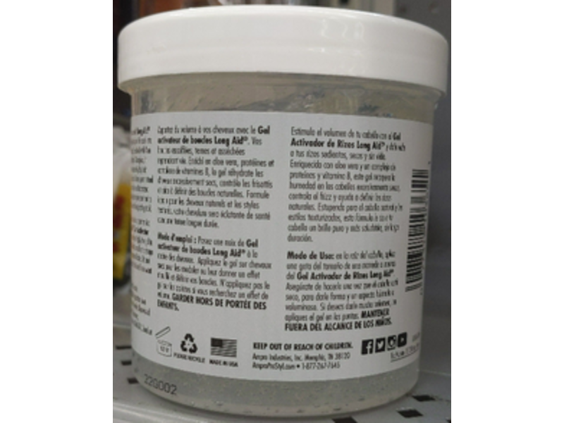 Long Aid Curl Activator Gel, Aloe Vera & Pro-Vitamin B5, 15 oz/426 g