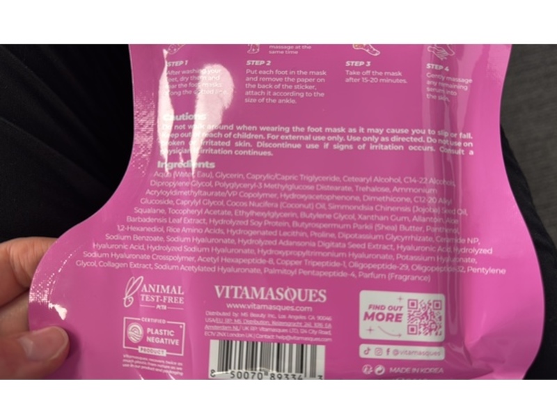 Vitamasques Vitamin Collagen Repair Foot Mask, Vanilla Snow, 0.54 fl oz/16 mL