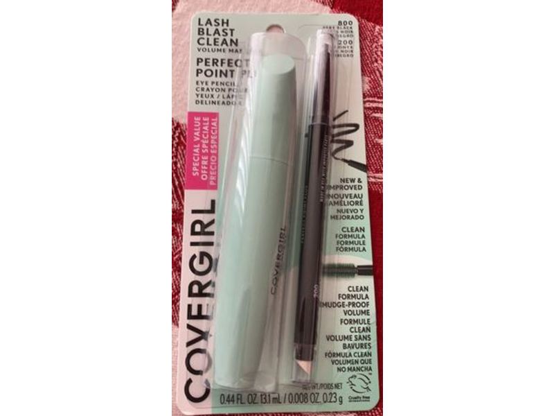 Covergirl Lash Blast Clean Volume Mascara, 800 Very Black & Perfect Point Plus Eye Pencil, 200 Black Onyx, 0.008 oz/0.23 g