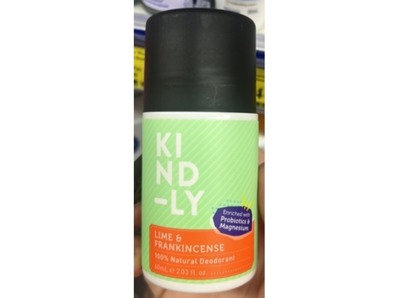 Kindly Natural Deodorant, Lime & Frankincense, 2.03 fl oz/60 mL