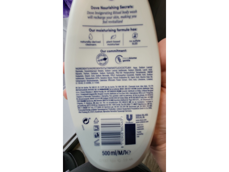 Dove Nourishing Secrets Invigorating Ritual Body Wash, Avocado Oil & Calendula Extract, 16.9 oz/500 mL
