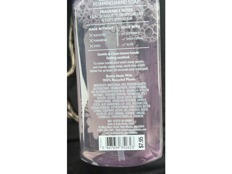 Bath & Body Works Gentle & Clean Foaming Hand Soap, Fresh Cut Lilacs, 8.75 oz/259 mL