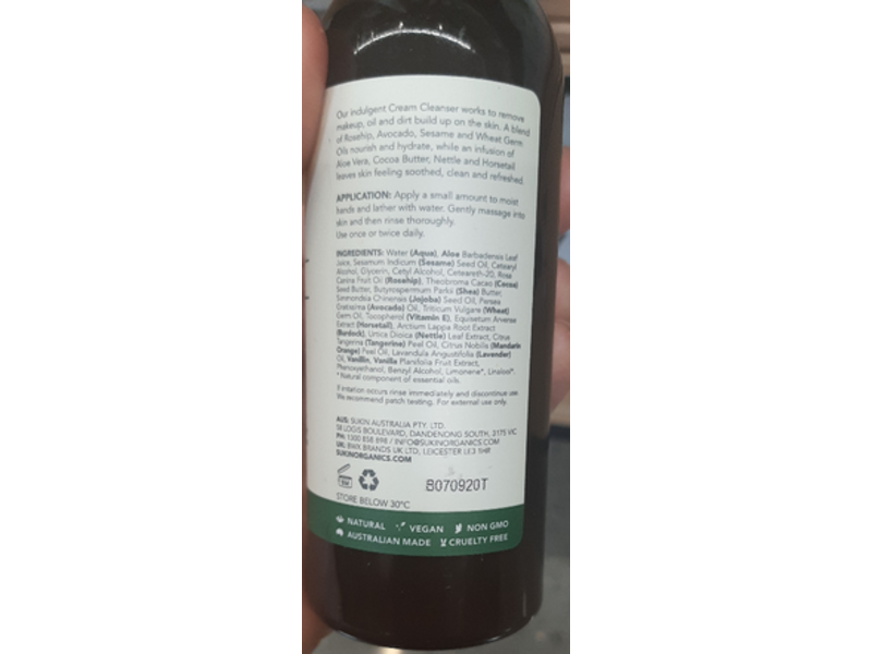 Sukin Cream Cleanser, Signature, 4.23 fl oz/125 mL