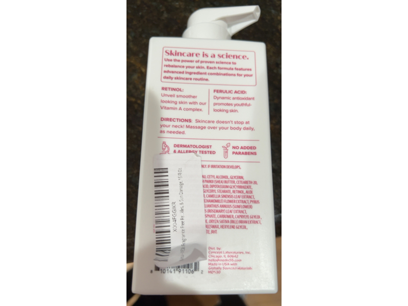 Medix 5.5 Age Rewind Body Cream, Retinol + Ferulic Acid, 15 fl oz/444 mL