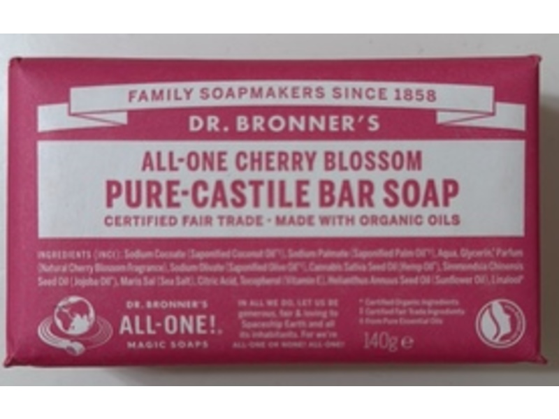 Dr Bronner's All-One Pure Castile Bar Soap, Cherry Blossom, 140 g