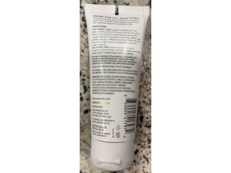 Curlsmith Shine Gel Lasting Definition Frizz Control, Fragrance Free, 2 fl oz/60 mL