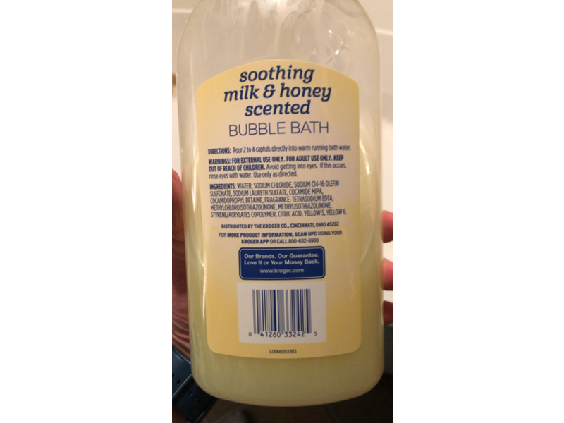Kroger Soothing Bubble Bath, Milk & Honey, 32 fl oz/946 mL