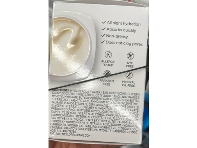 L'Oreal Paris Night Moisturizer, Collagen Peptides + Niacinamide, 2.5 fl oz/70 g