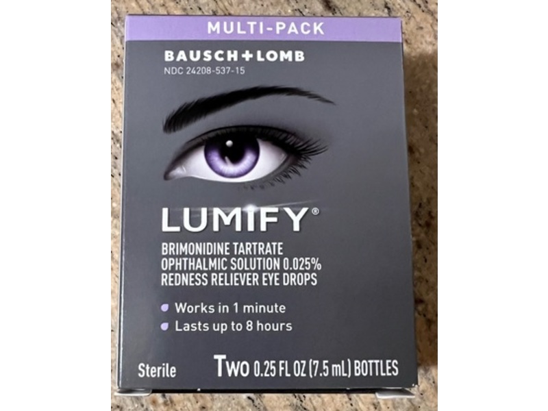 Lumify Bausch + Lomb Redness Reliever Eye Drops, 0.25 fl oz/7.5 mL, Pack Of 2