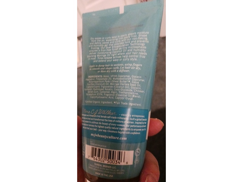 Madam C.J. Walker Beauty Culture Humidity Block Curl Gel, Coconut & Moringa Oils, 6 fl oz/177 mL