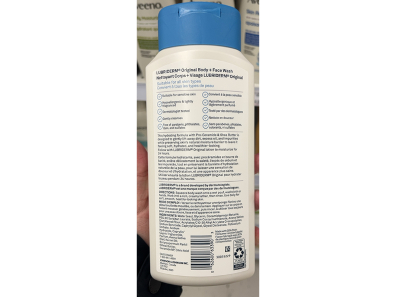 Lubriderm Original Body + Face Wash, Shea Butter, 473 mL