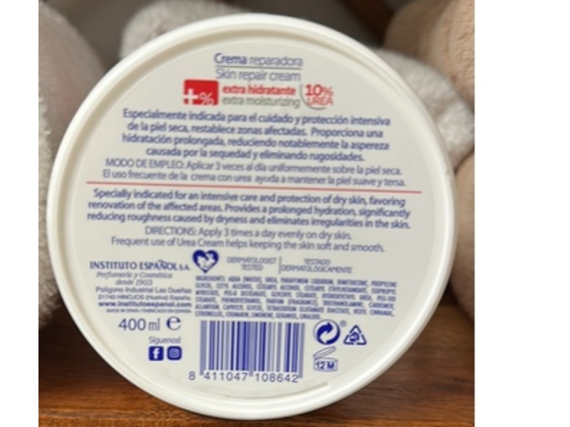 Instituto Espanol Extra Moisturizing Urea Skin Repair Cream, Dry Skin, 13.6 fl oz/400 mL