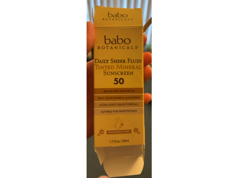 Babo Botanicals Daily Sheer Fluid Tinted Mineral Sunscreen Lotion, Fragrance Free, SPF 50, 1.7 fl oz/50 mL