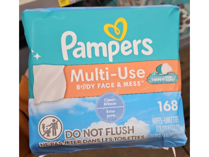 Pampers Multi-Use Body Face & Mess Wipes, Clean Breeze, 168 count