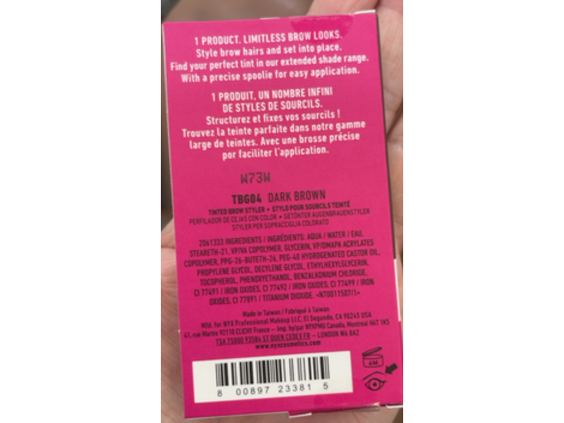 NYX Professional Makeup The Brow Glue Eyebrow Gel, Dark Brown, 0.17 oz/5 g