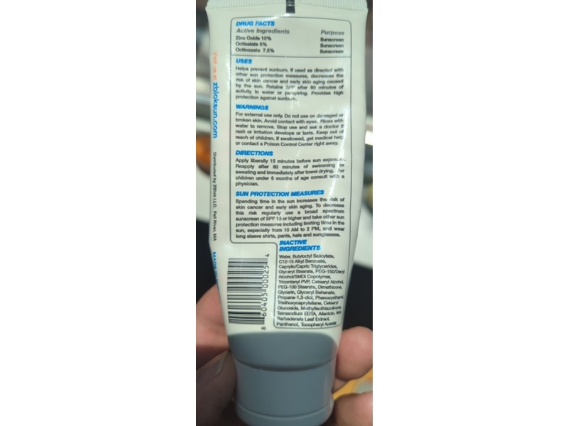 Z Blok Sunscreen, SPF 45, 4 fl oz/118 mL