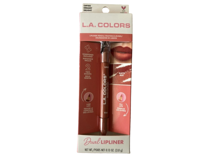L.A. Colors Dual Lipliner Pencil, Dreamy Delight, 0.13 oz/3.8 g