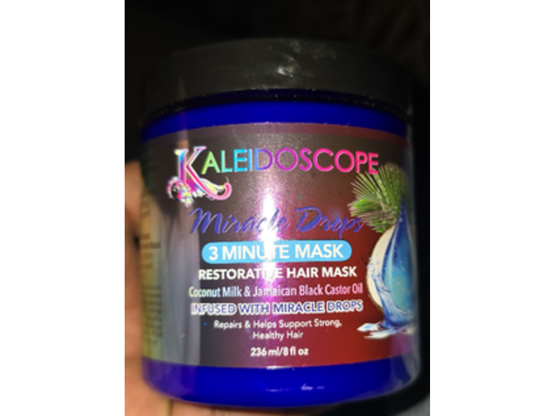Kaleidoscope Miracle Drops 3 Minute Restorative Hair Mask, Coconut Milk & Jamaican Black Castor Oil, 8 fl oz/236 mL