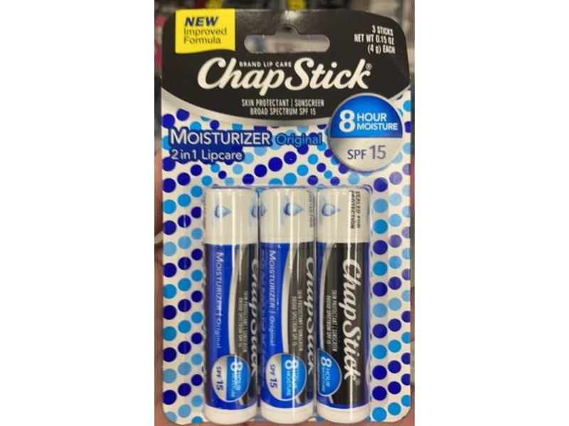 ChapStick Moisturizer 2 In 1 Lipcare, Original, SPF 15, 0.15 oz/4 g
