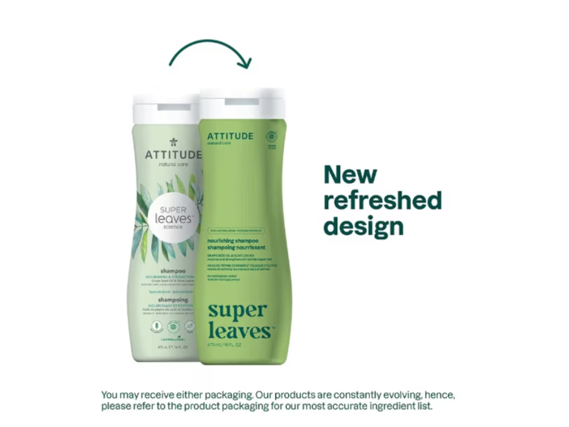 Attitude Super Leaves Nourishing Shampoo, Grape Seed Oil & Olive Leaves, 16 fl oz/473 mL