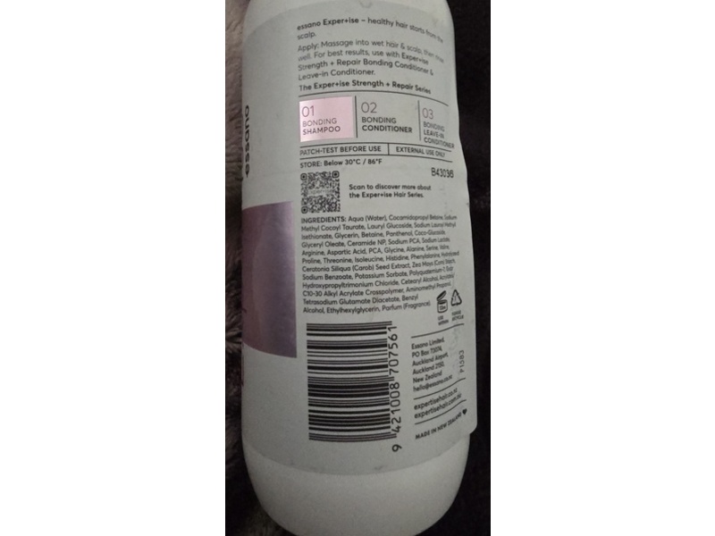 Essano Expertise 01 Bonding Shampoo, Ceramides + Peptides, 20.29 fl oz/600 mL