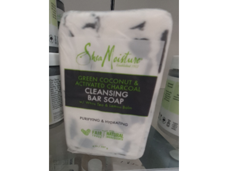 SheaMoisture Cleansing Bar Soap, Green Coconut & Activated Charcoal, 8 oz/227 g