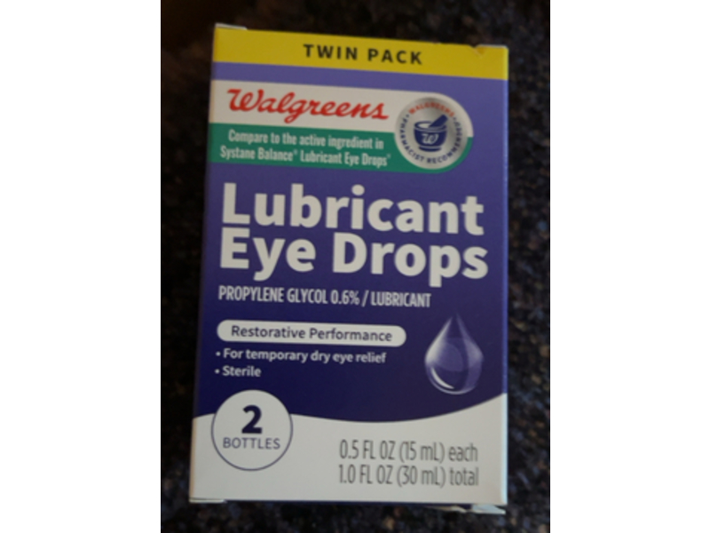 Walgreens Lubricant Eye Drops, 1.0 fl oz/30 mL, Pack Of 2